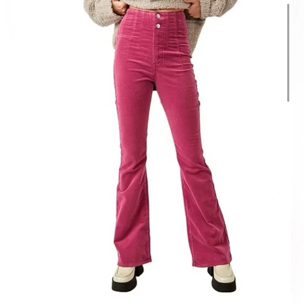 Free People. We the Free Jayde Cord Super High Rise Flared Jeans. Pink. Size 26